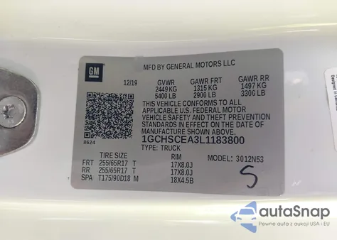 2020 Chevrolet Colorado 2Wd Long Box Lt from USA, damaged, VIN 1GCHSCEA3L1183800